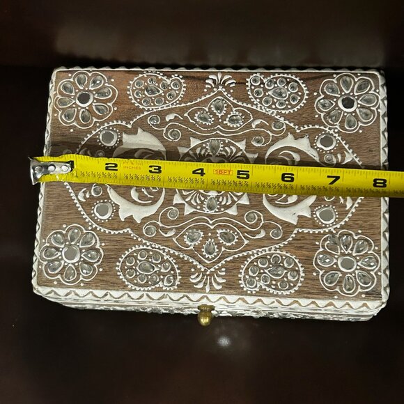 NWT Vintage Wooden Hand Carved Ornate Indian Keepsake Box - Picture 10 of 13